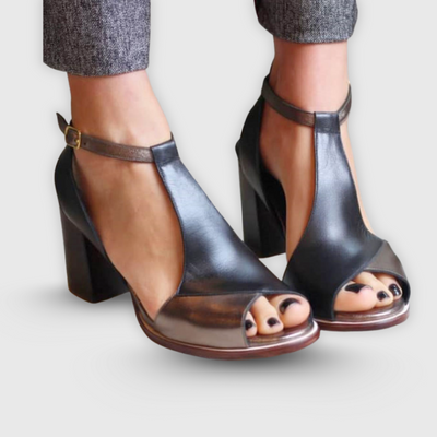Anais™ | Block Heeled Sandal with Patchwork