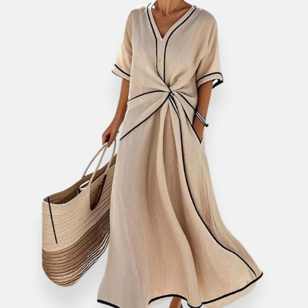 Malina | Tie Dress with Contrasting Trimmings