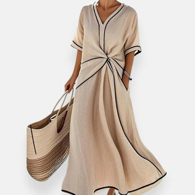 Malina | Tie Dress with Contrasting Trimmings