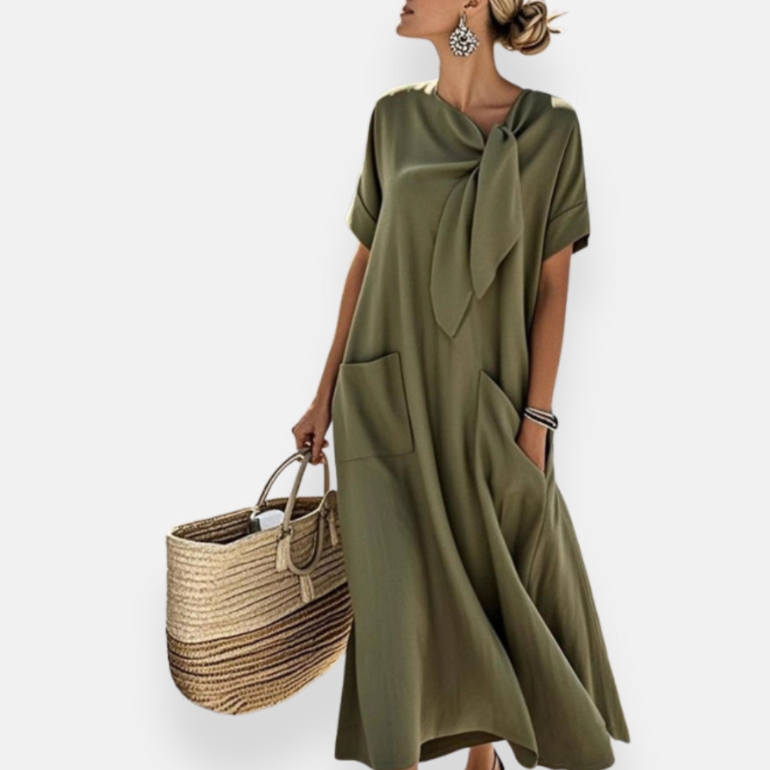 Naëlle | Dress with Tied Neckline and Pockets