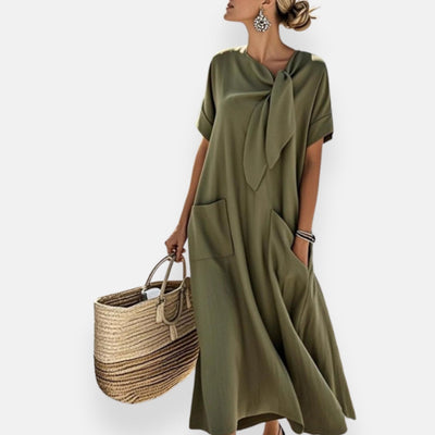 Naëlle | Dress with Tied Neckline and Pockets