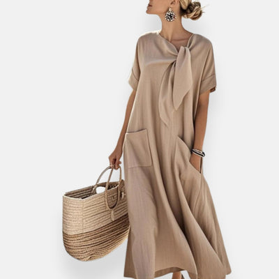 Naëlle | Dress with Tied Neckline and Pockets