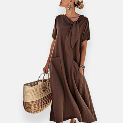 Naëlle | Dress with Tied Neckline and Pockets
