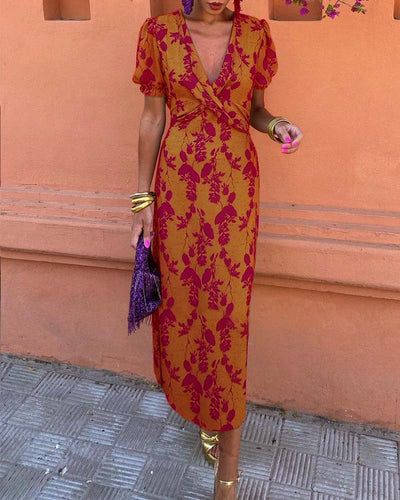 Stylish Floral Wrap Dress