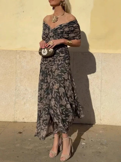 Serena™ | Long Floral Off-Shoulder Dress