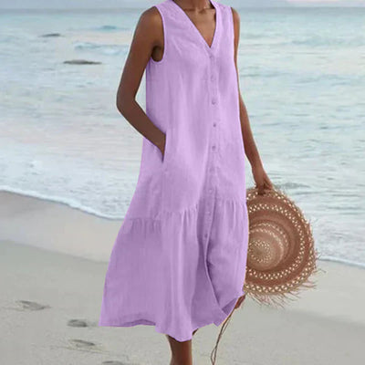 Luna Vela | Sleeveless Shirt Dress with V-Neck