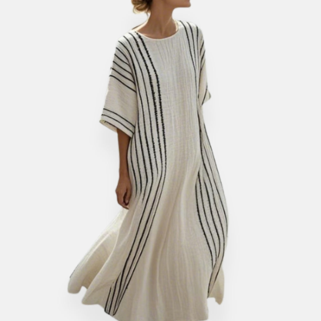 Isabeille | Long fluid dress with delicate stripes