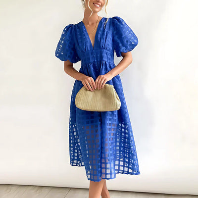 Cindy™ | Classic Midi Dress with Balloon Sleeves