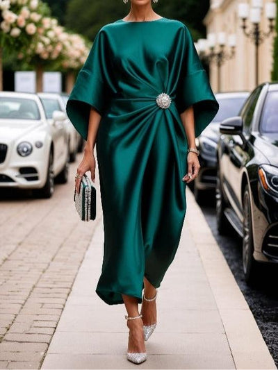 Aurelle™ - Luxe Shimmer Satin Long Dress