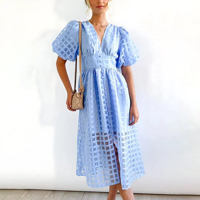 Cindy™ | Classic Midi Dress with Balloon Sleeves