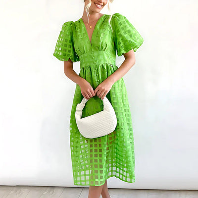 Cindy™ | Classic Midi Dress with Balloon Sleeves