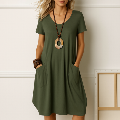 Elegant Dress with Discreet Tummy Coverage