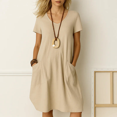 Elegant Dress with Discreet Tummy Coverage