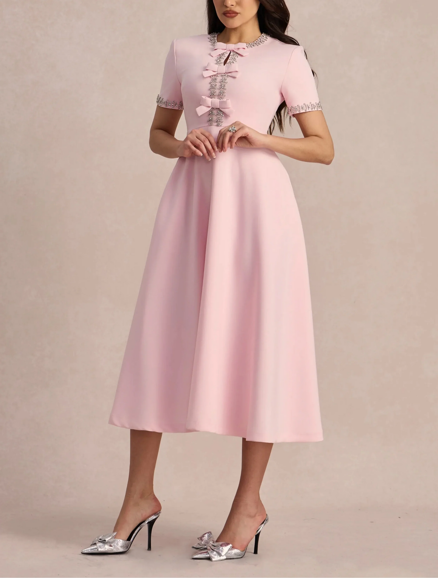Raffaella™ | Flared Dress with Bows and Beads
