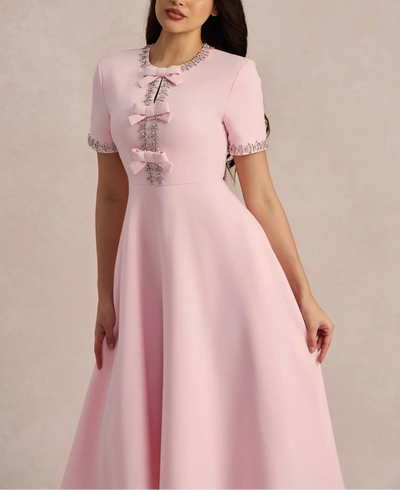 Raffaella™ | Flared Dress with Bows and Beads
