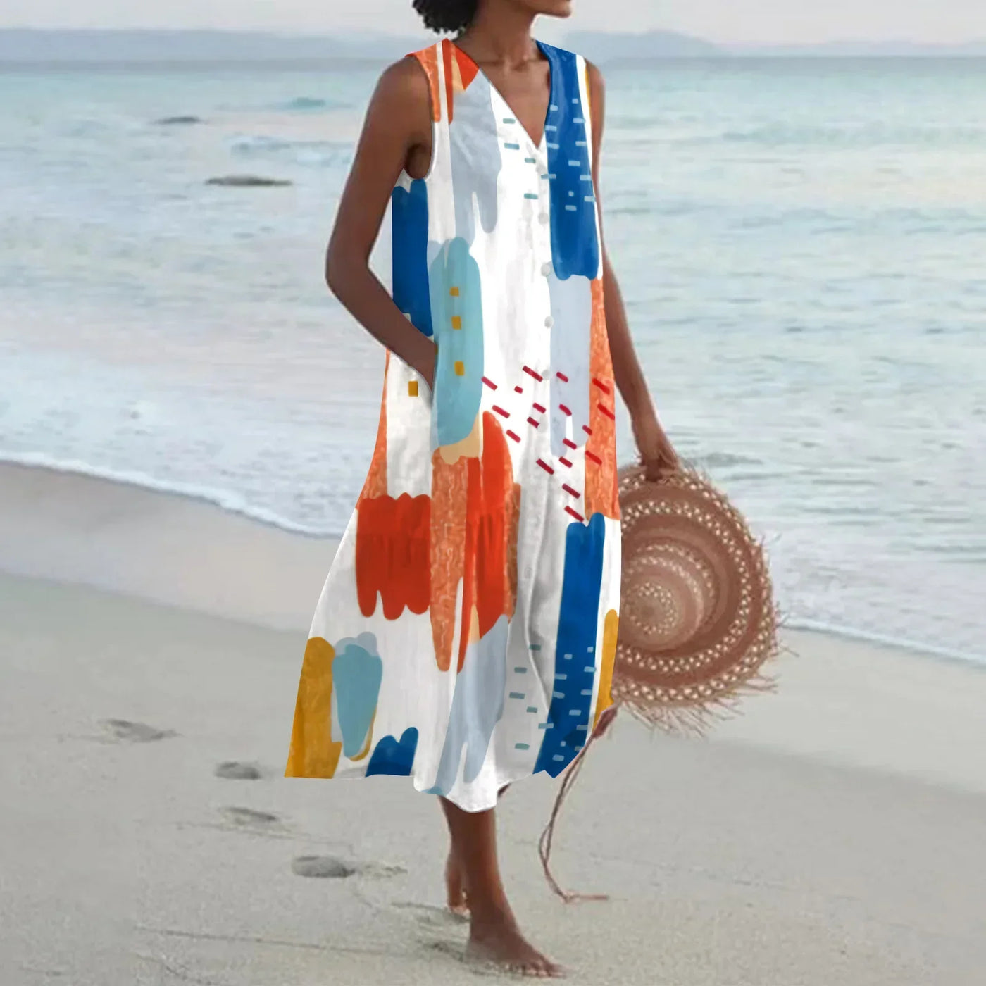 Giulia | Summer Long Dress with Floral Print and Flared Cut
