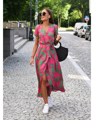 Nadine™ | Floral Wrap Midi Dress