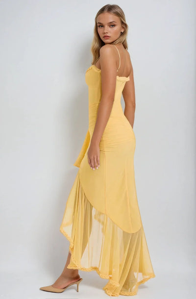 Clarissa™ | Yellow Mesh Maxi Dress