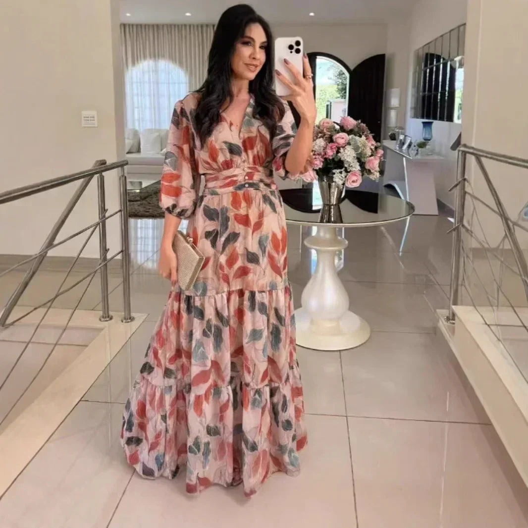 Camille | Long floral dress with a comfortable fit for elegant days