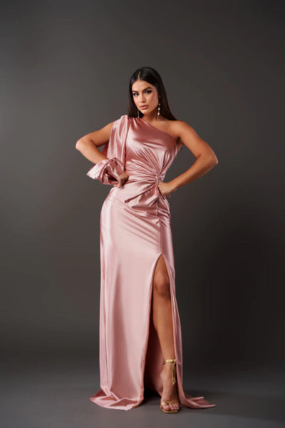 Stylish One-Shoulder Satin Dress