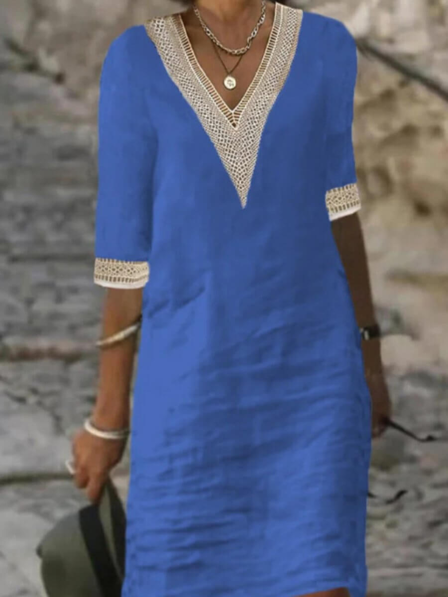 V-Neck Crochet Dress