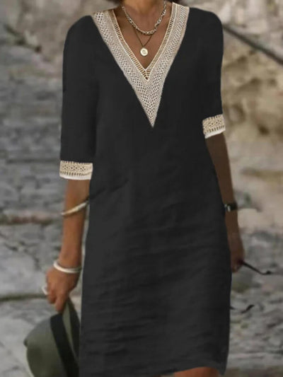 V-Neck Crochet Dress