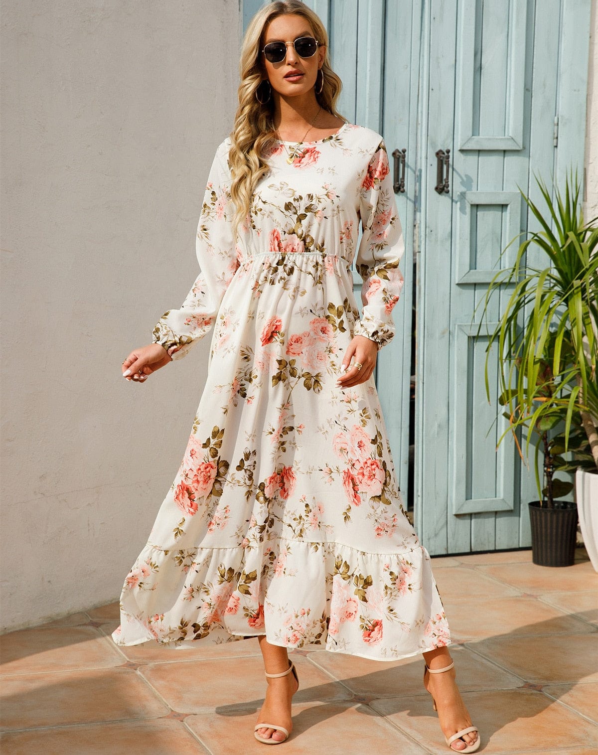 Julia™ | Long Sleeve Maxi Dress with Floral Print